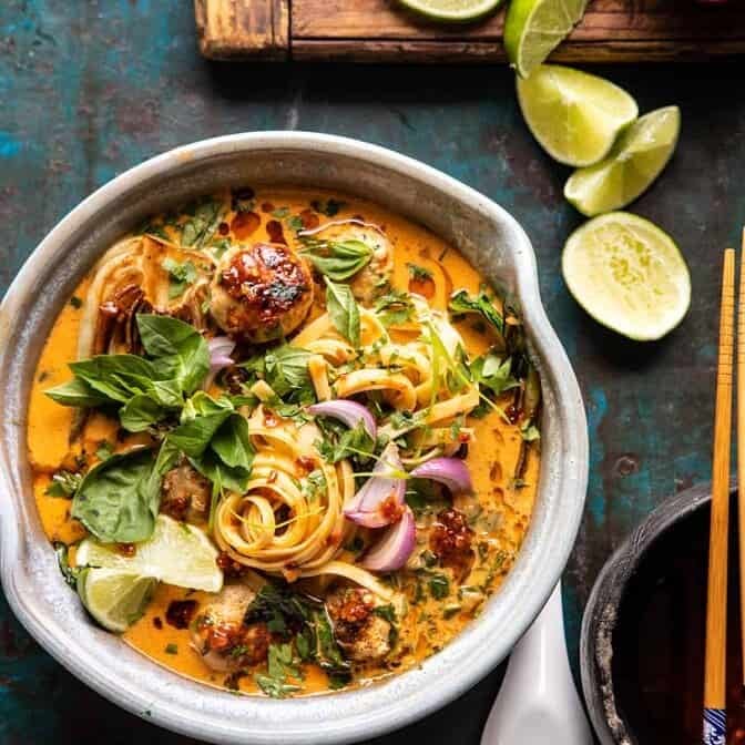 30 Minute Thai Chicken Meatball Khao Soi | halfbakedharvest.com #thai #coconut #healthy
