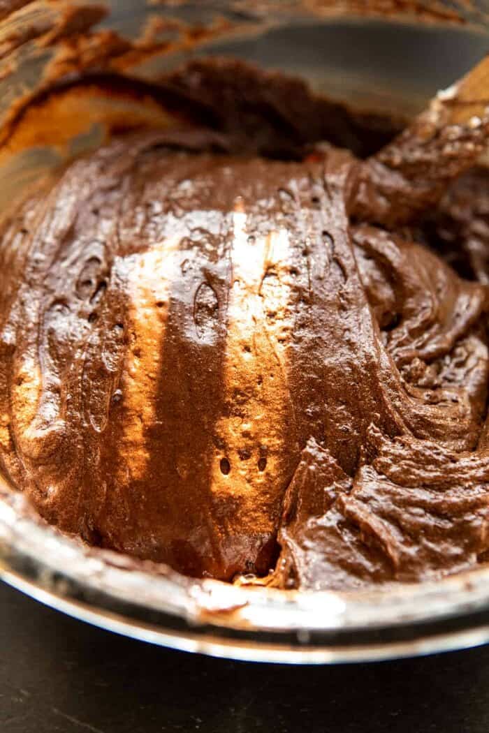 Flourless Chocolate Espresso Cake batter before baking