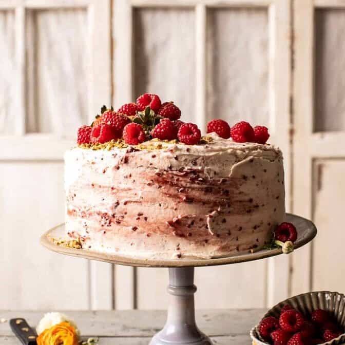 Coconut Carrot Cake with Jam Swirled Buttercream | halfbakedharvest.com