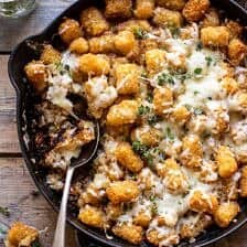 One Skillet French Onion Tater Tot Casserole | halfbakedharvest.com