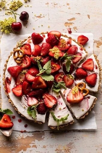 Double Strawberry Pretzel Pie | halfbakedharvest.com