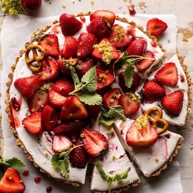 Double Strawberry Pretzel Pie | halfbakedharvest.com