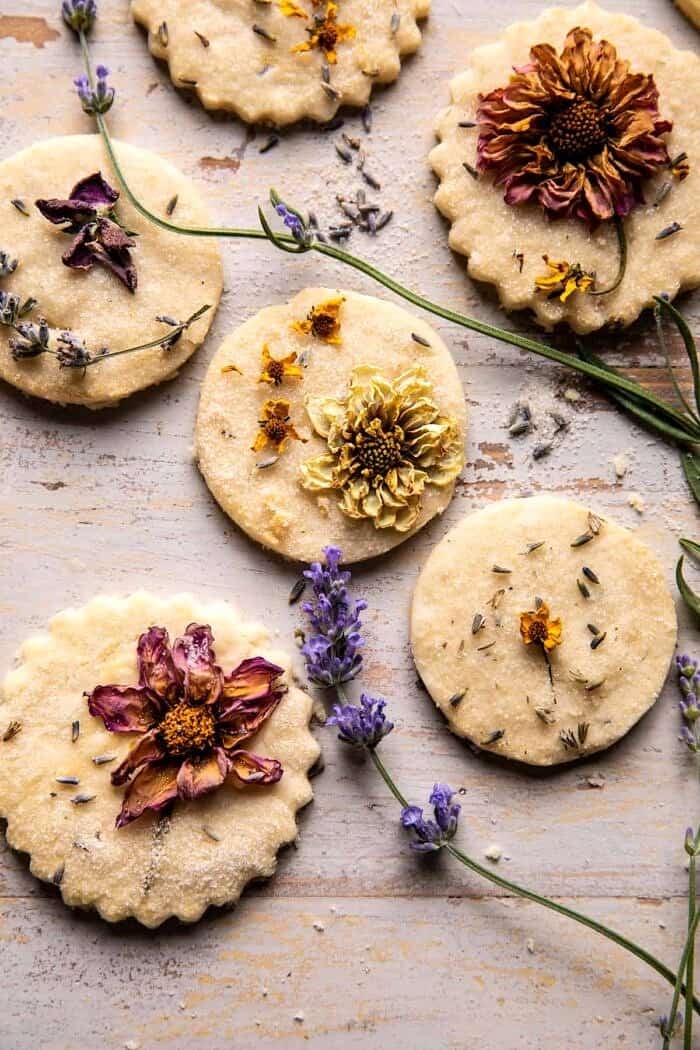 overhead photo of Lavender Lemon Sugar Cookies