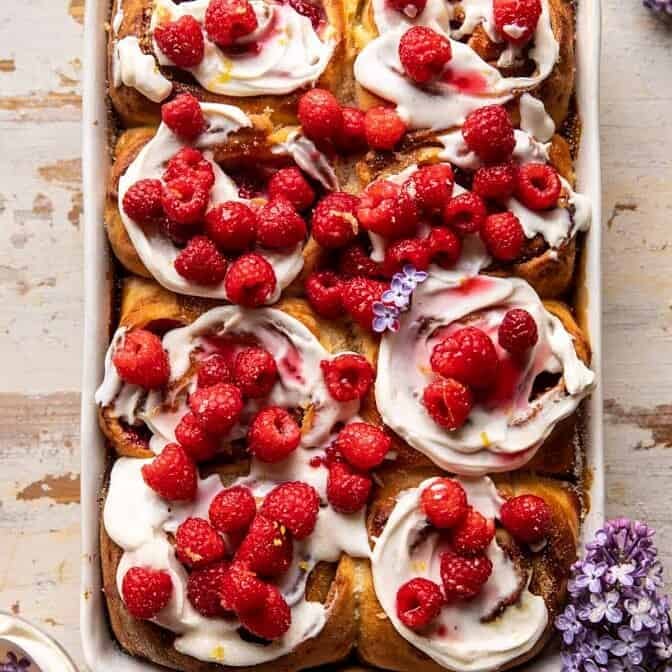 Raspberry Lemon Brioche Rolls with Whipped Ricotta Cream | halfbakedharvest.com