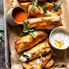 Baked Buffalo Chicken Egg Rolls with Cilantro Lime Ranch | halfbakedharvest.com