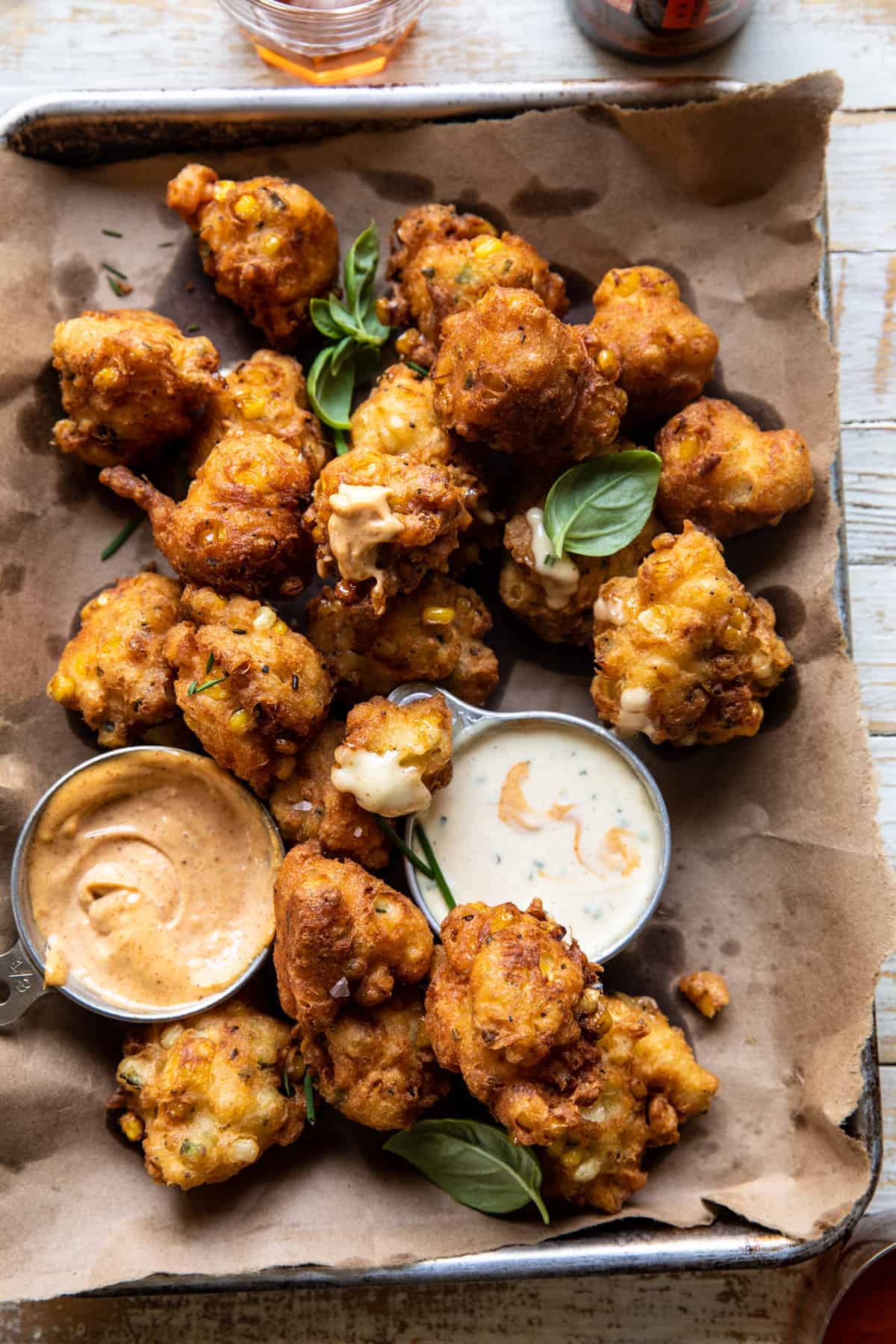 Jalapeño Cheddar Corn Fritters with Chipotle Aioli | halfbakedharvest.com