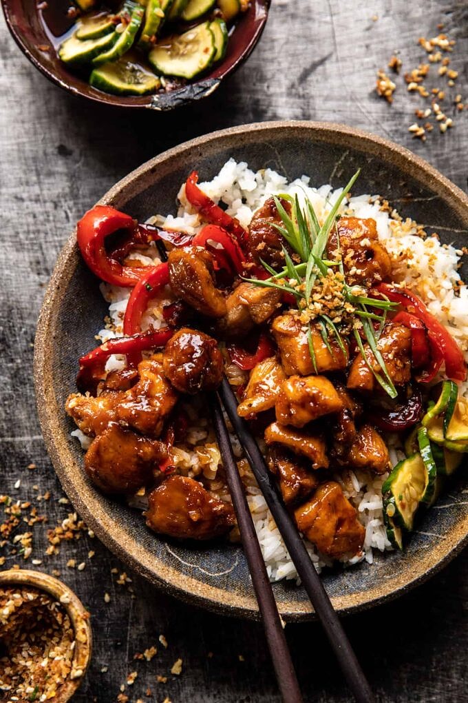 Weeknight Sesame Teriyaki Chicken with Ginger Rice. Half Baked Harvest