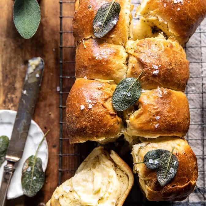 Pull Apart Parmesan Sage Butter Brioche Rolls | halfbakedharvest.com