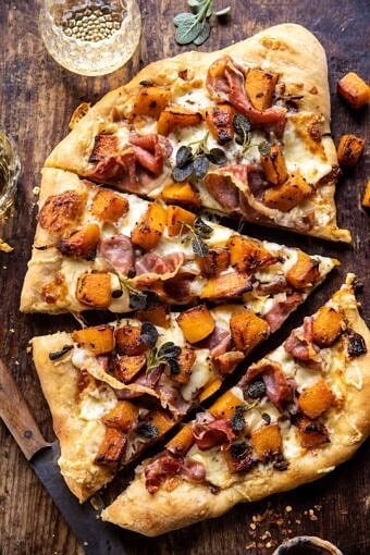 Roasted Butternut Squash Prosciutto Pizza with Caramelized Onions | halfbakedharvest.com