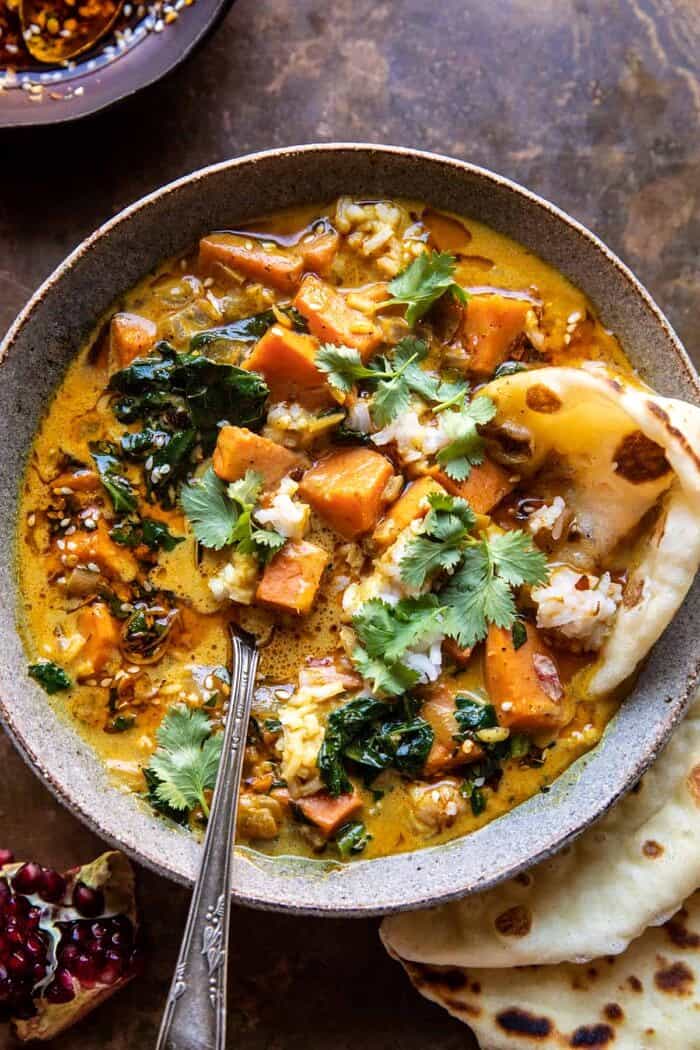 Gingery Coconut Sweet Potato and Rice Stew with Chili Oil | halfbakedharvest.com