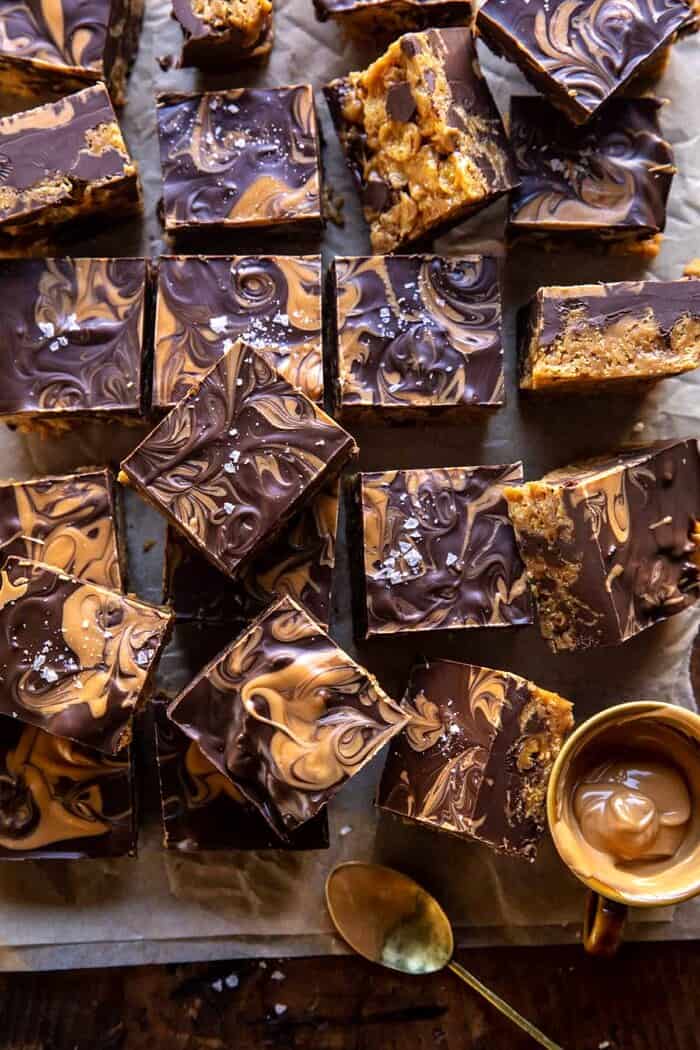 overhead photo of Swirled Chocolate Butterscotch Bars