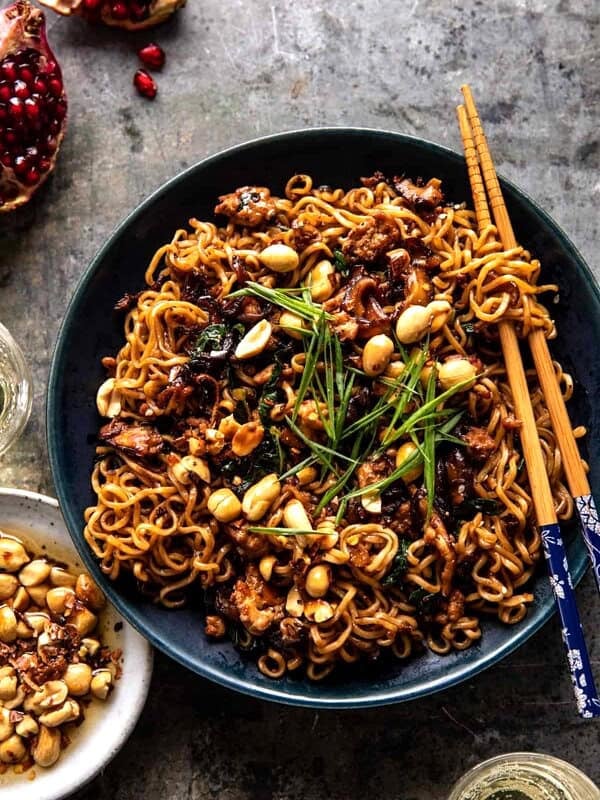 30 Minute Spicy Sesame Noodles with Ginger Chicken | halfbakedharvest.com