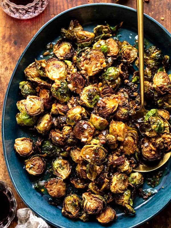Fried Brussels Sprouts with Cider Vinaigrette and Bacon Breadcrumbs | halfbakedharvest.com