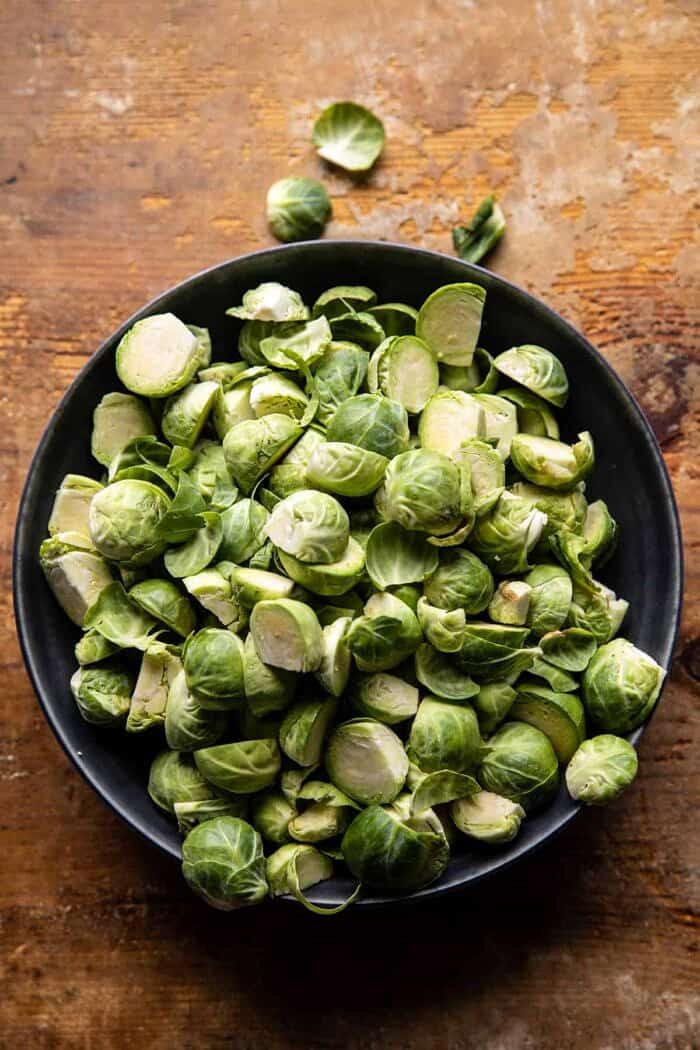 prep photo of raw brussels sprouts