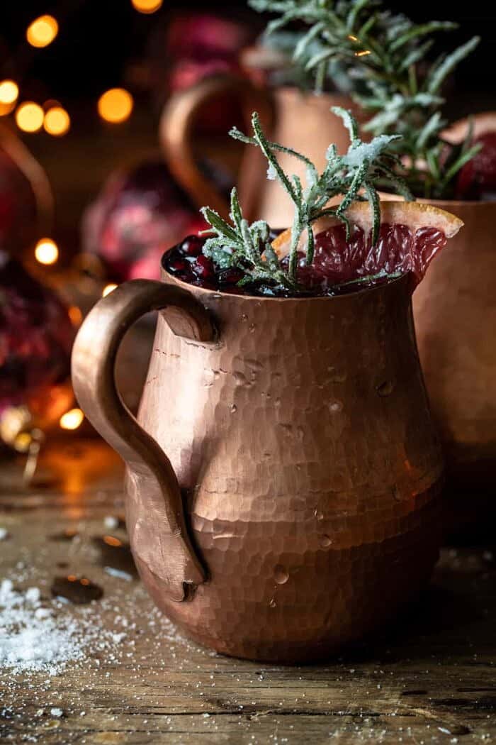 side angled photo of Pomegranate Champagne Mule 