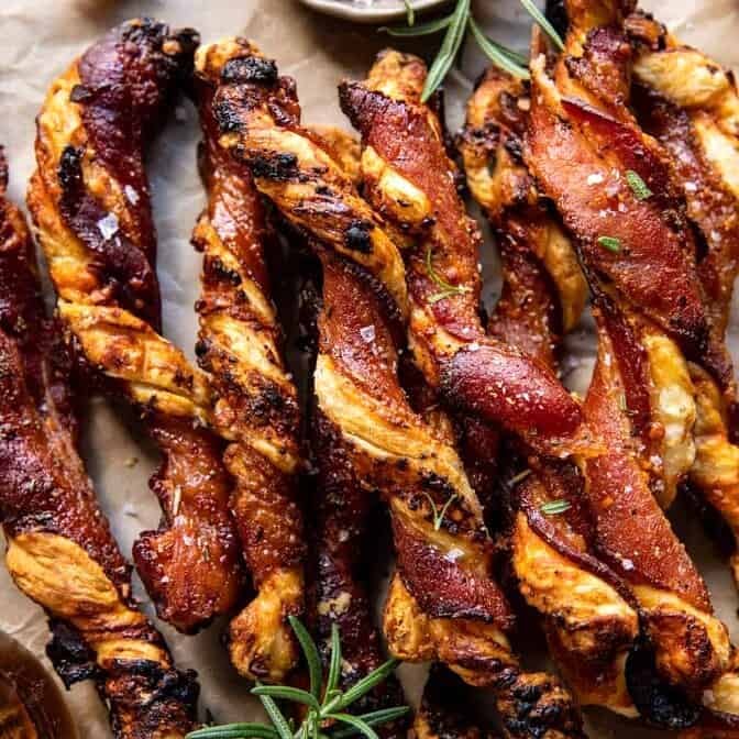 Sweet and Savory Cheesy Bacon Wrapped Puff Pastry Twist | halfbakedharvest.com