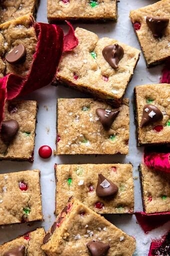 Brown Butter Christmas M&M Cookie Bars | halfbakedharvest.com