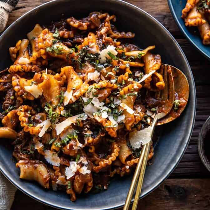 Slow Cooker Red Wine Braised Short Rib Pasta | halfbakedharvest.com