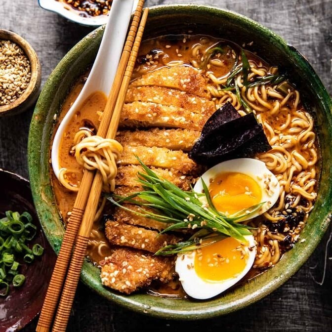 30 Minute Spicy Miso Chicken Katsu Ramen | halfbakedharvest.com