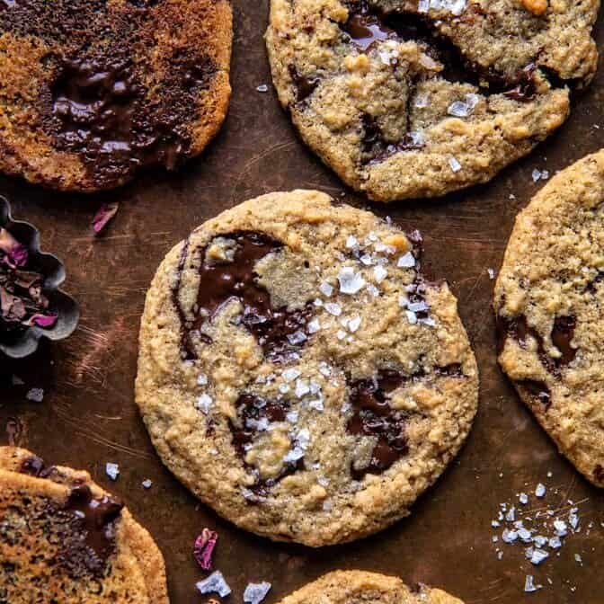 Salted Tahini Butter Chocolate Chip Cookies | halfbakedharvest.com