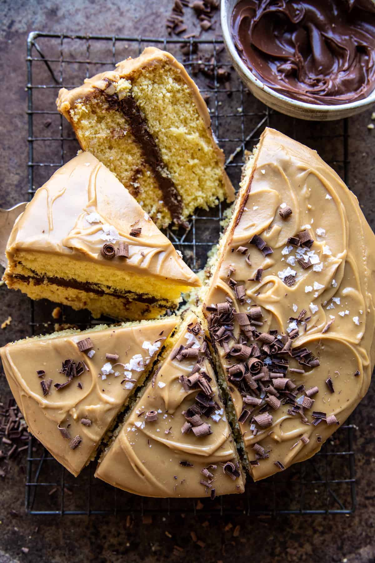 Caramel Butter Cake with Fudgy Chocolate Frosting | halfbakedharvest.com