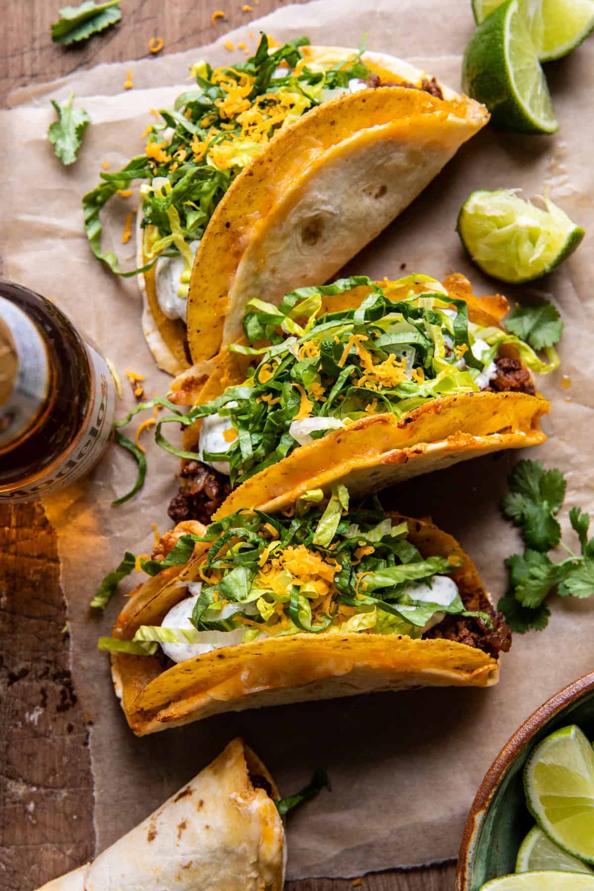 Homemade Cheesy Gordita Crunch Tacos | halfbakedharvest.com