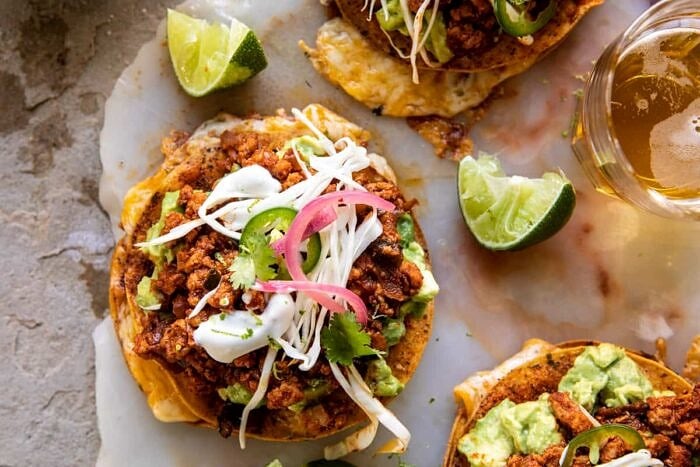Cool Ranch Chicken Tostadadillas with Honey Lime Crema 
