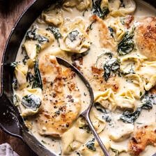 Creamy Parmesan Chicken and Spinach Tortellini | halfbakedhavrest.com