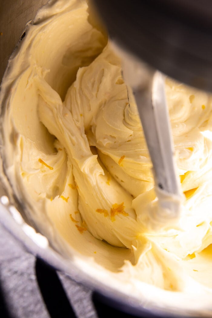 prep photo of cake batter in mixing bowl 