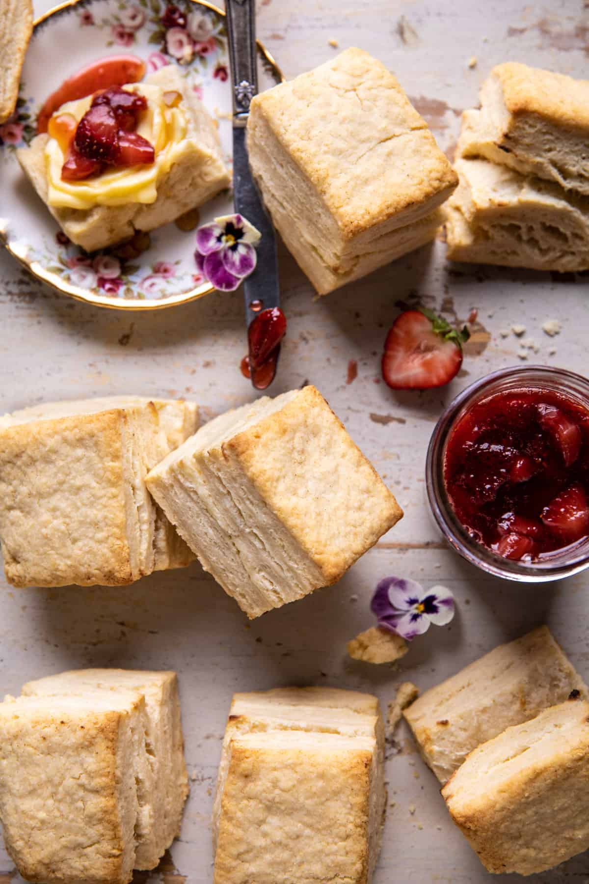 Flaky Southern Butter Biscuits with Strawberry Bourbon Jam | halfbakedharvest.com