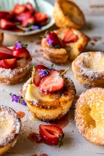 Mini Brown Butter Popovers with Jammy Strawberries | halfbakedharvest.com
