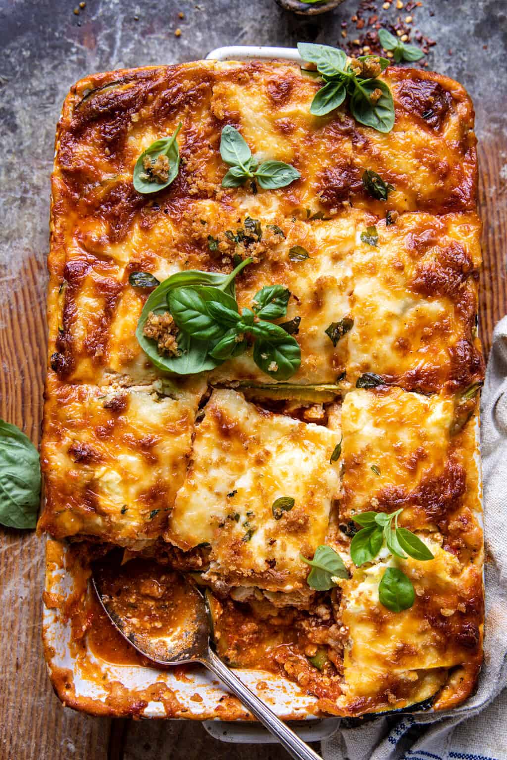 Spicy Zucchini Ricotta Lasagna with Oregano Breadcrumbs. - Yummy Recipe