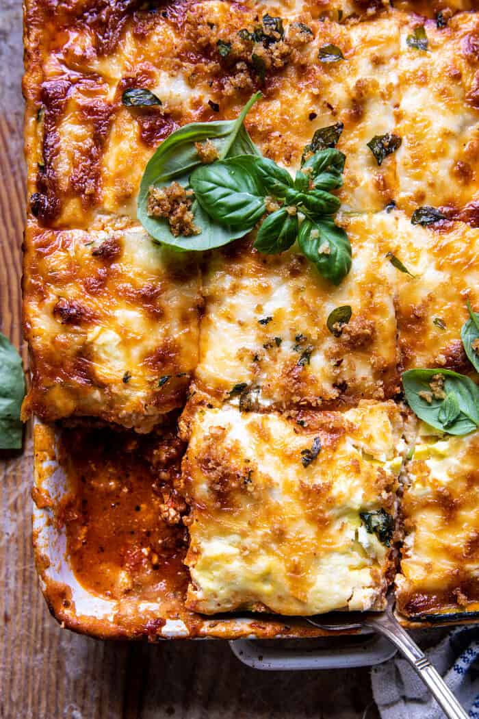 Spicy Zucchini Ricotta Lasagna with Oregano Breadcrumbs | halfbakedharvest.com