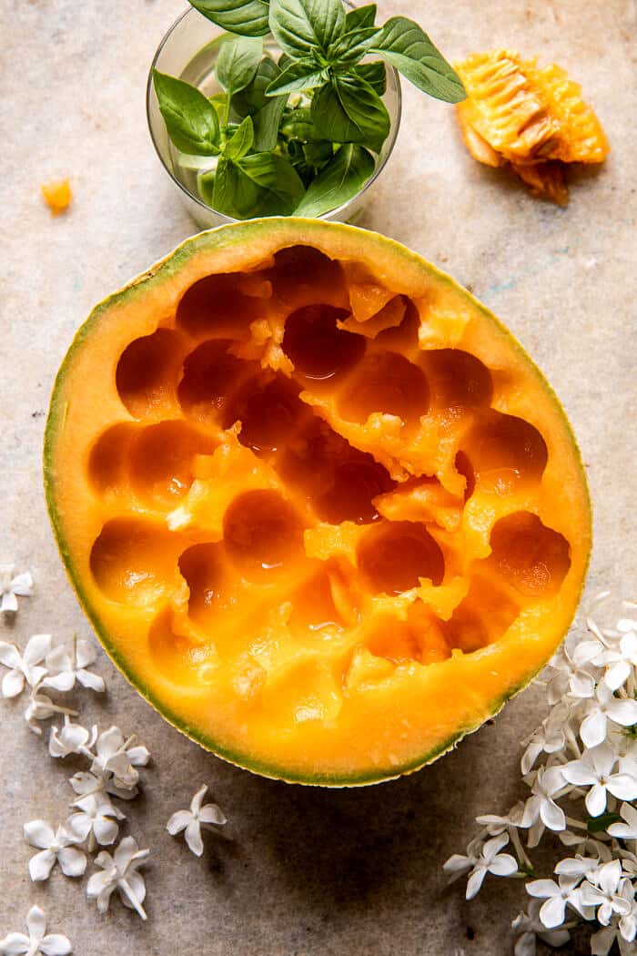 Marinated Mozzarella Melon Skewers | halfbakedharvest.com
