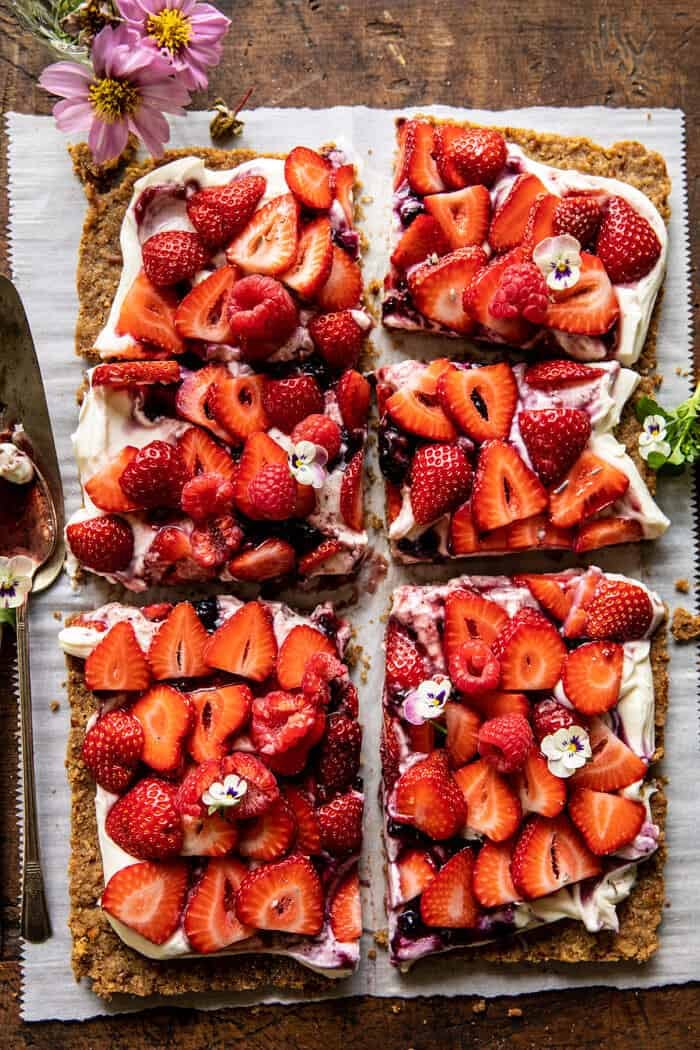 Simple Strawberry and Cream Rye Pretzel Tart | halfbakedharvest.com