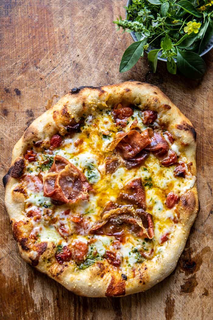 Arugula Tomato Cheese Pizza | halfbakedharvest.com