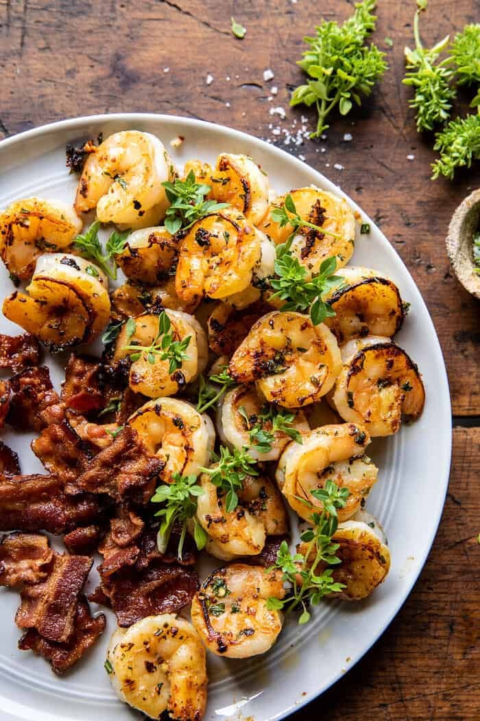 Honey Garlic Shrimp, Corn, and Avocado Bacon Salad | halfbakedharvest.com