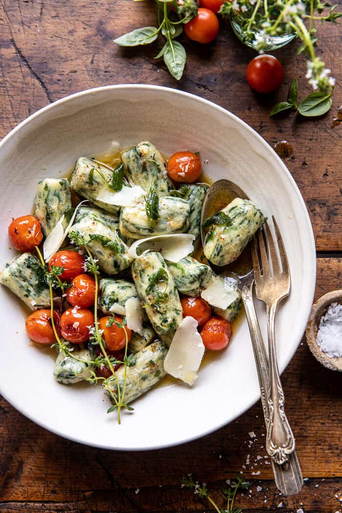 Spinach Ricotta Gnocchi with Sage Butter and Cherry Tomatoes | halfbakedharvest.com