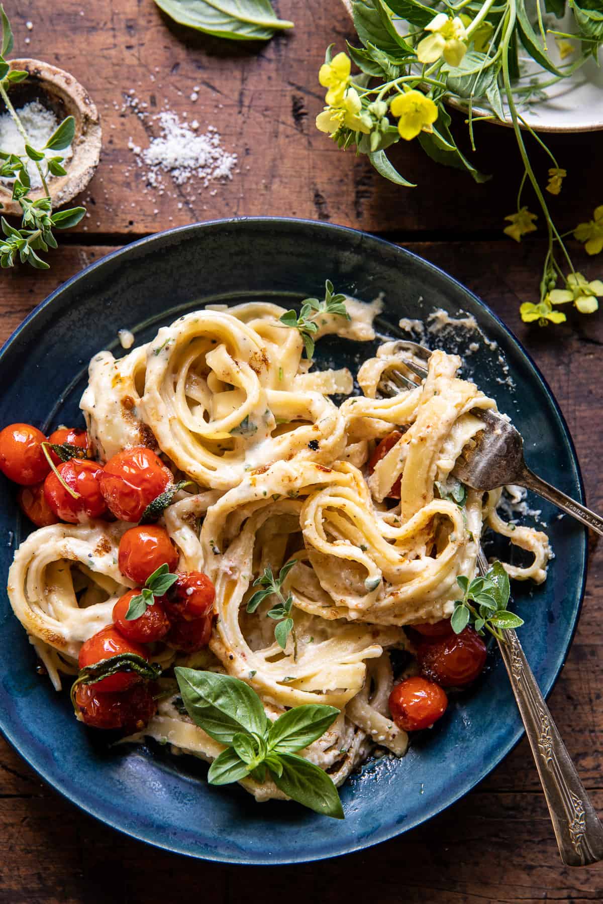 Brown Butter Cherry Tomato Fettuccine Alfredo. Half Baked Harvest
