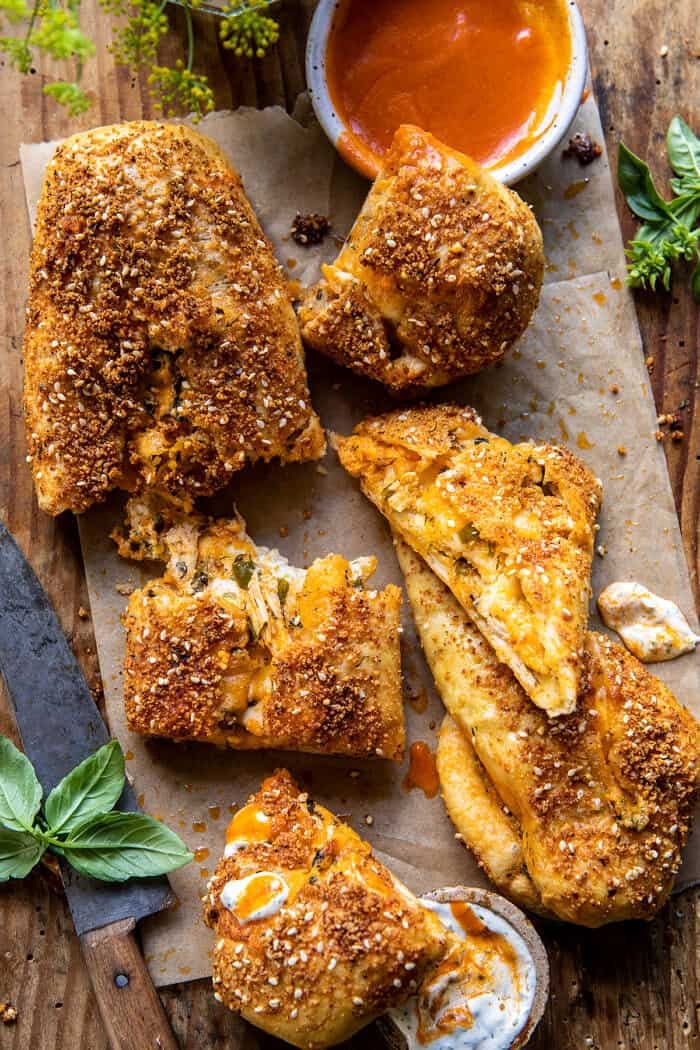 Cheesy Buffalo Chicken Strombolis | halfbakedharvest.com