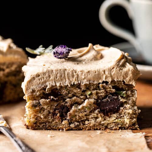 Chocolate Zucchini Banana Cake with Vanilla Coffee Frosting