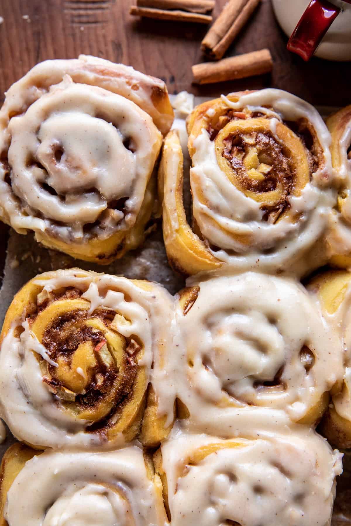 Apple Cinnamon Rolls with Brown Butter Maple Icing | halfbakedharvest.com