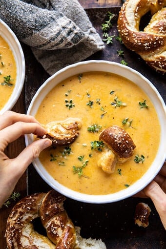 Brie and Cheddar Apple Beer Soup | halfbakedharvest.com