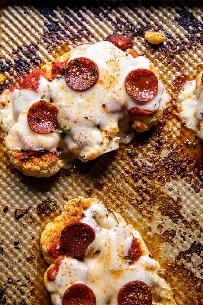 Easy Baked Cheesy Cauliflower Pizzas | halfbakedharvest.com