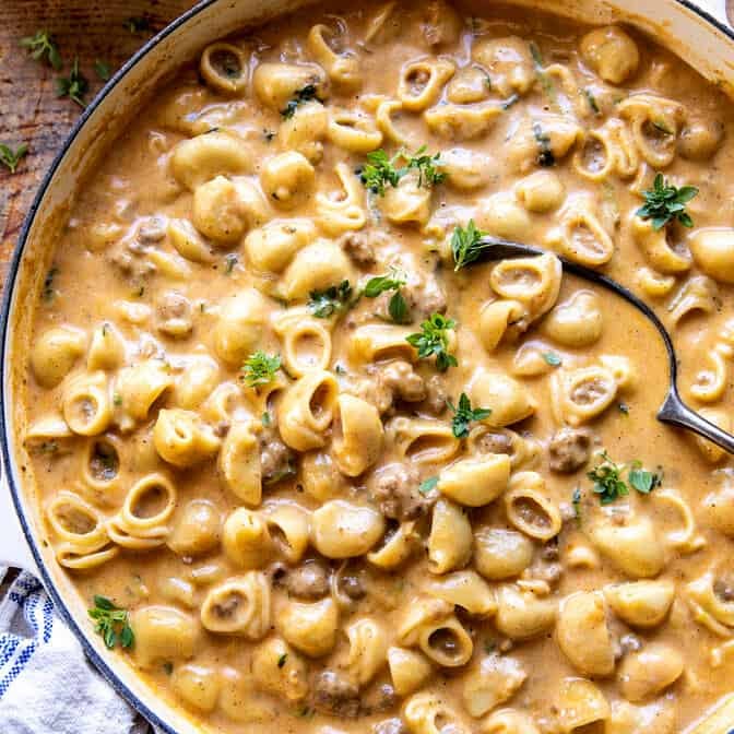 Healthier Homemade One Pot Hamburger Helper | halfbakeharvest.com