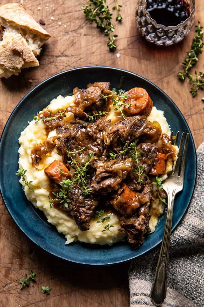 Cider Braised Short Ribs with Caramelized Onions.
