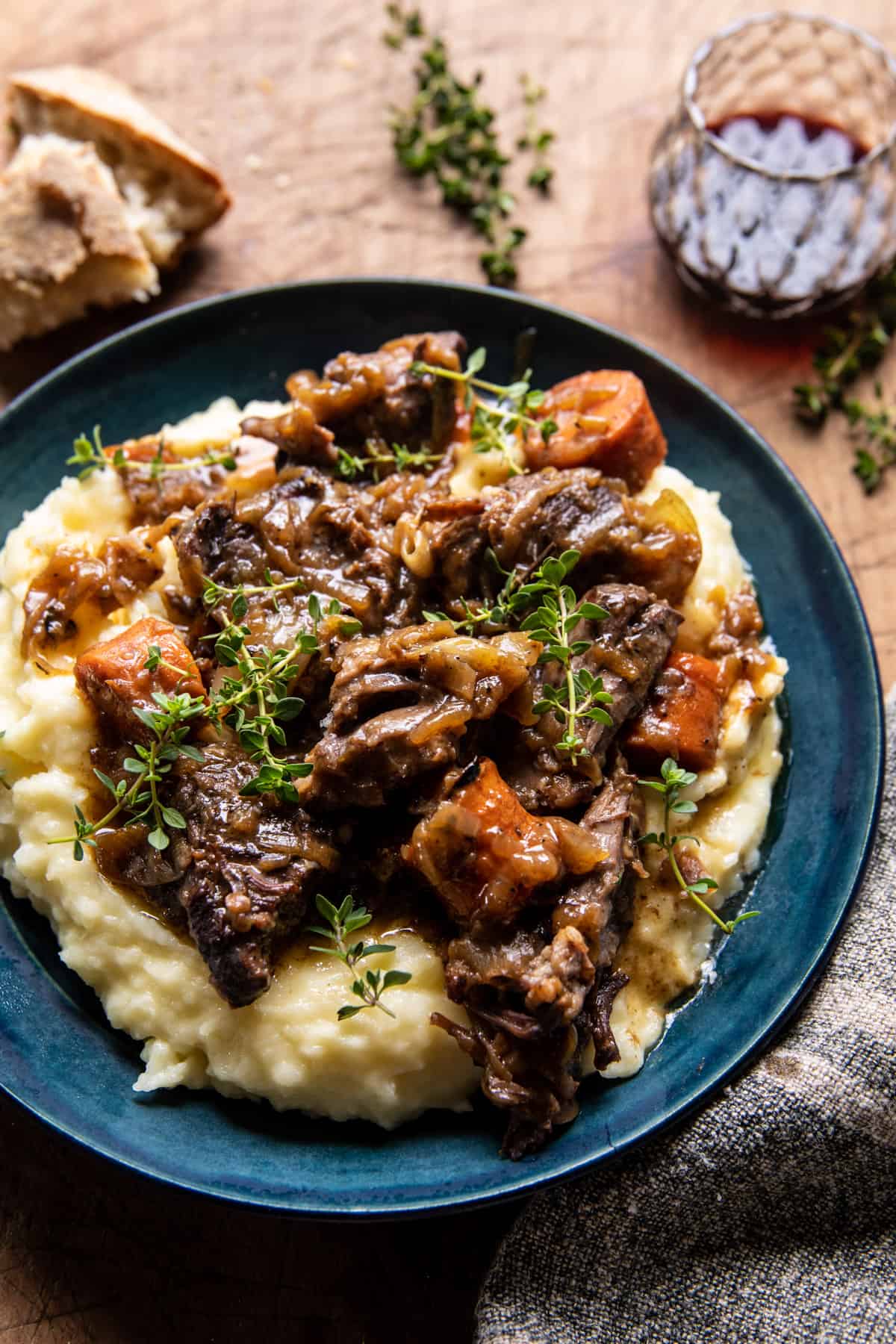 Cider Braised Short Ribs with Caramelized Onions | halffbakedharvest.com