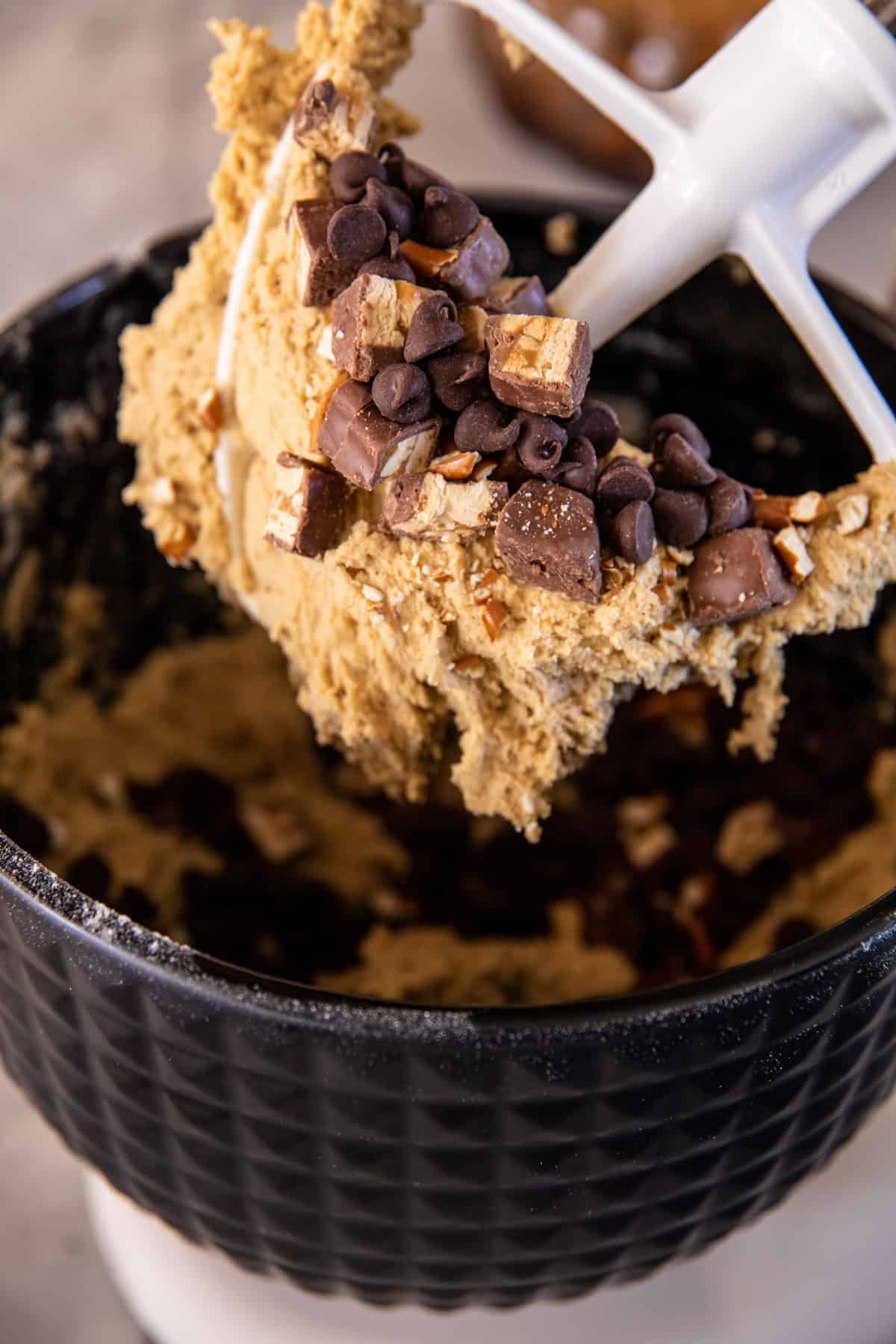 Pretzel Snickers Chocolate Chip Cookie Bars | halfbakedharvest.com