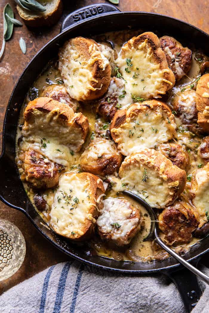 Baked French Onion Meatballs.