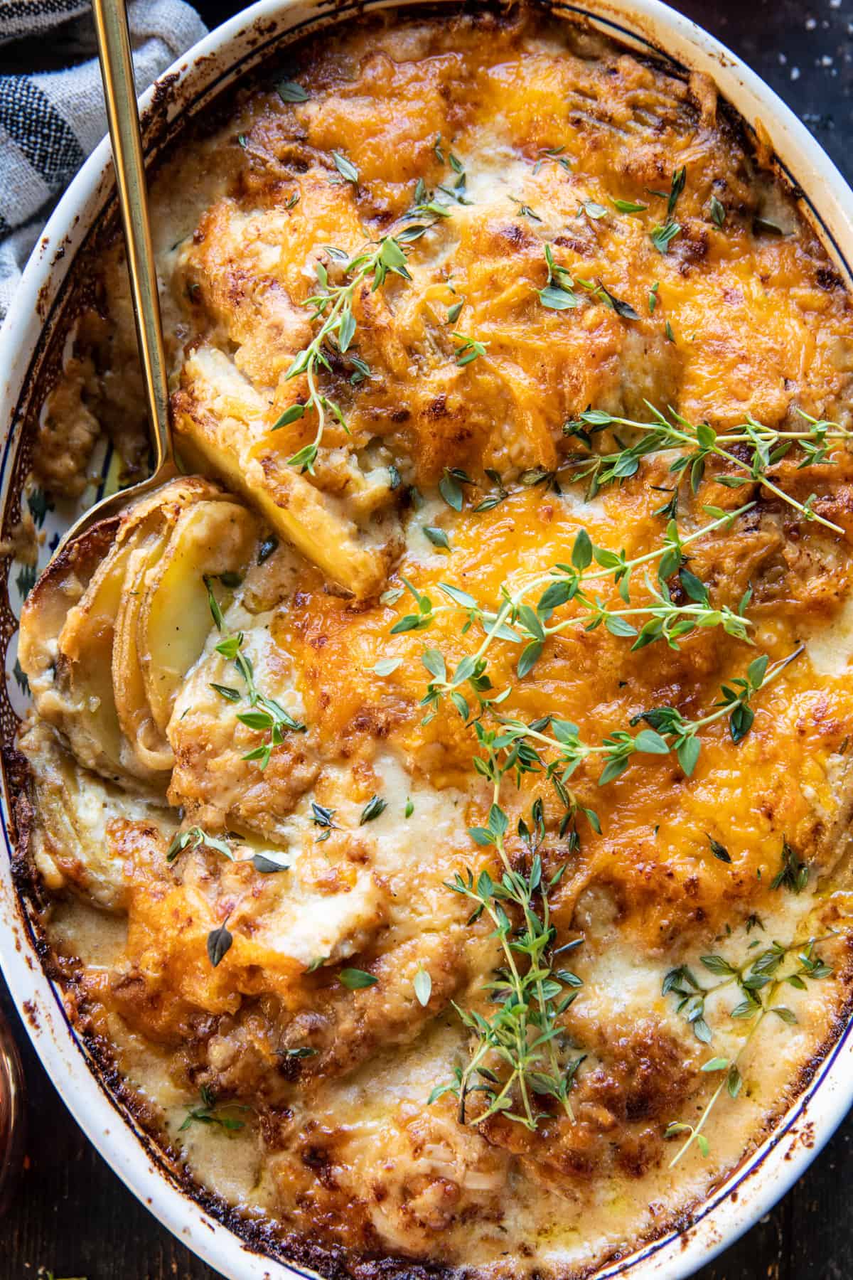 Cheesy Scalloped Potatoes with Caramelized Onions | halfbakedharvest.com